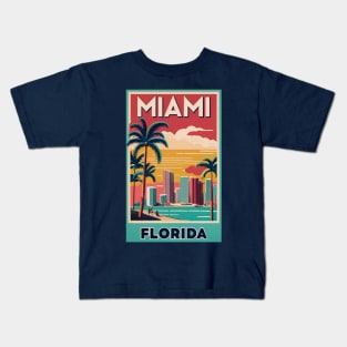 A Vintage Travel Poster of Miami - Florida - US Kids T-Shirt